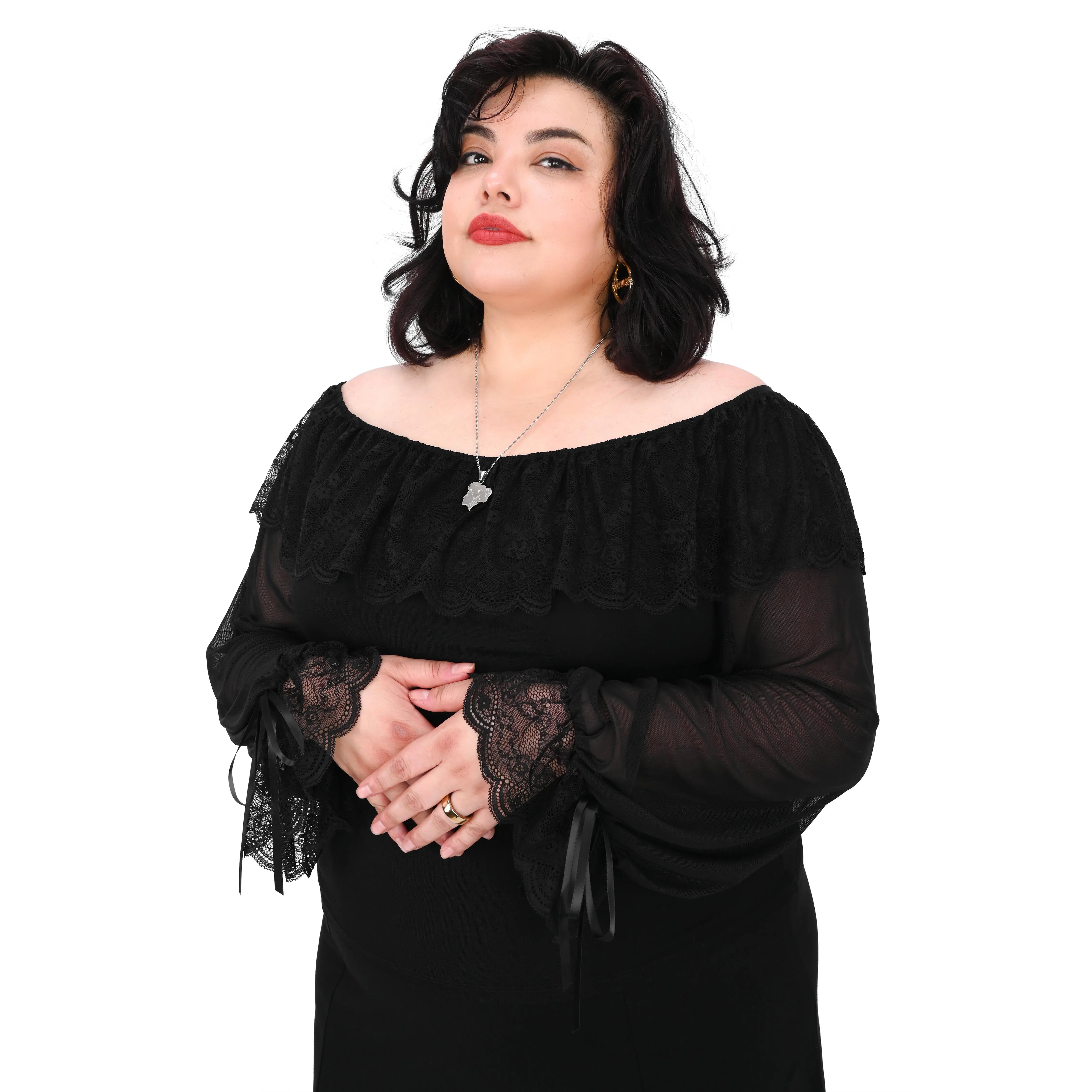 Greta Off Shoulder Black Long Sleeve Top