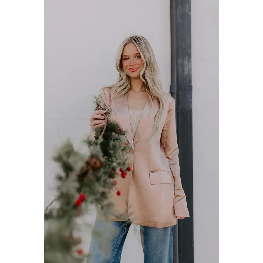 Cocktails First Satin Blazer