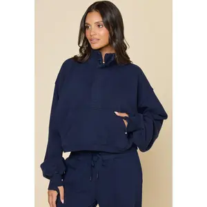 Ooey Gooey Crop Half Zip - Cosmic Navy