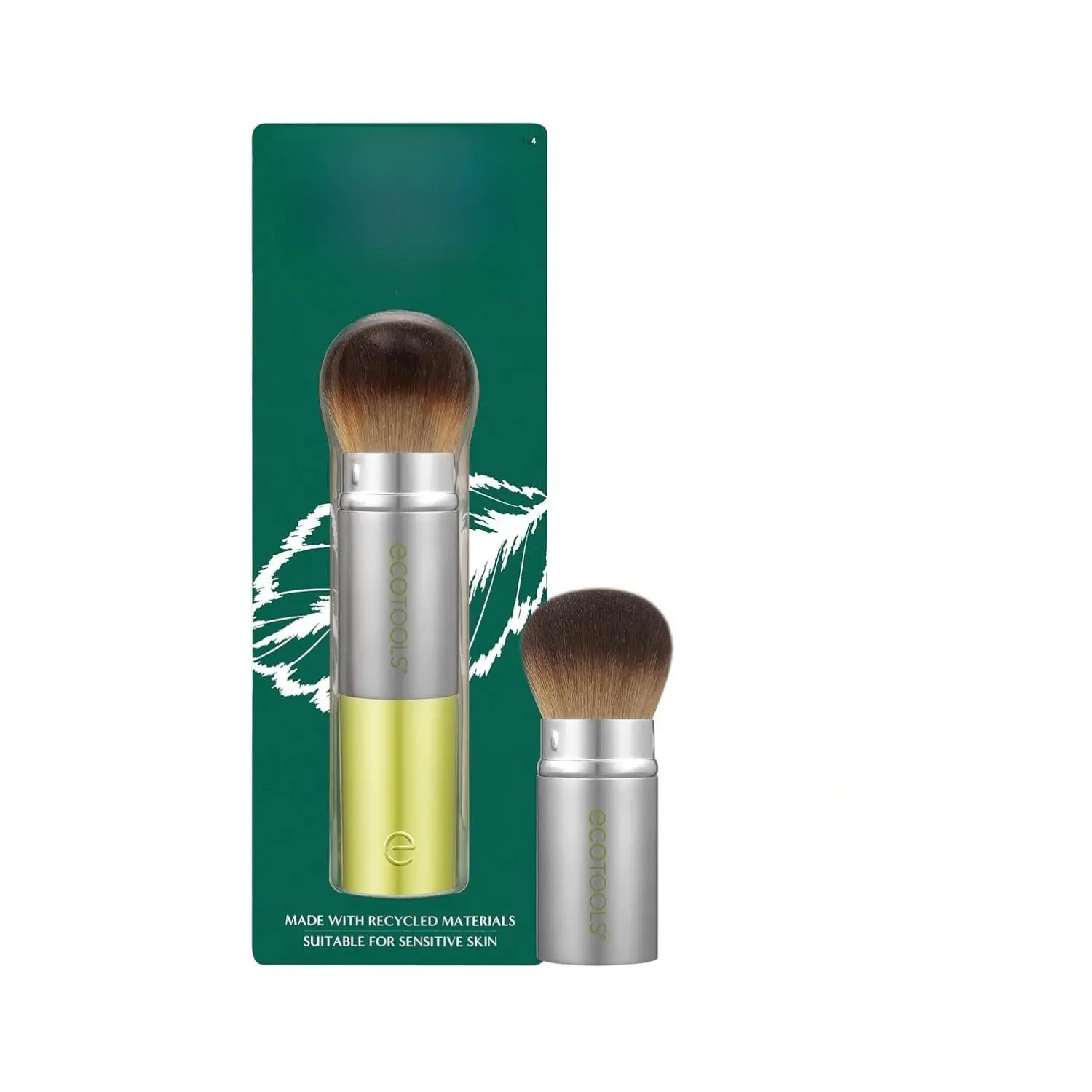 EcoTools Retractable Face Makeup Brush, Kabuki Brush for Foundation, Blush, Bronzer, & Powder, Travel Friendly & Perfect for On The Go, Eco Friendly, Synthetic & Cruelty Free Bristles, 1 Count