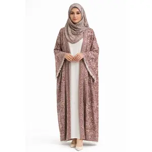 Royal Mosaic Open-Front Abaya  Pashmina