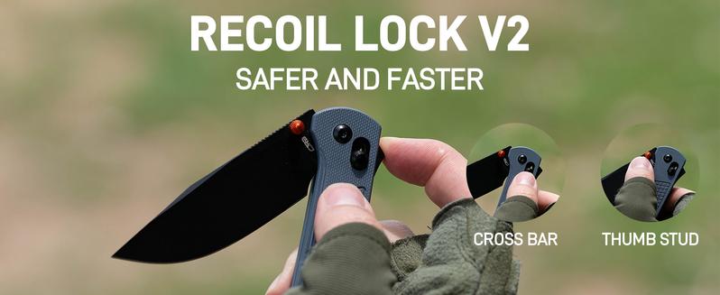 CJRB Bolt Folding Pocket Knife, 3.25'' AR-RPM9 Steel Blade G10 Handle EDC Knife with Recoil Lock Pocket Clip for Men Women Camping Survival Hiking