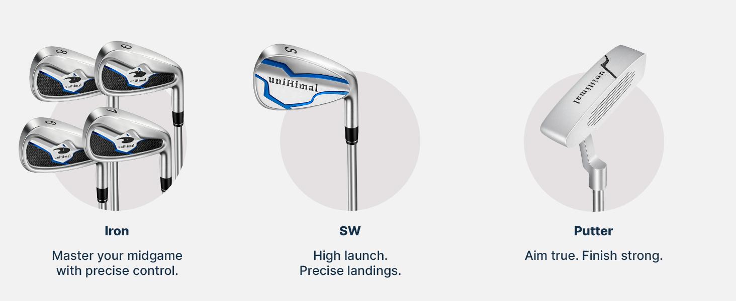 UNIHIMAL Complete 9-Piece Golf Club Set for Men, Right Hand, Includes Stand Bag