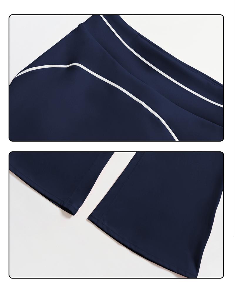 MFVIM Women's Sporty Tracksuit Set - Casual Two-Piece Athletic Wear, 78% Nylon 22% Spandex, Ideal for Gym & Daily Activities, H-Shaped Back Design, Bell-Bottom Pants