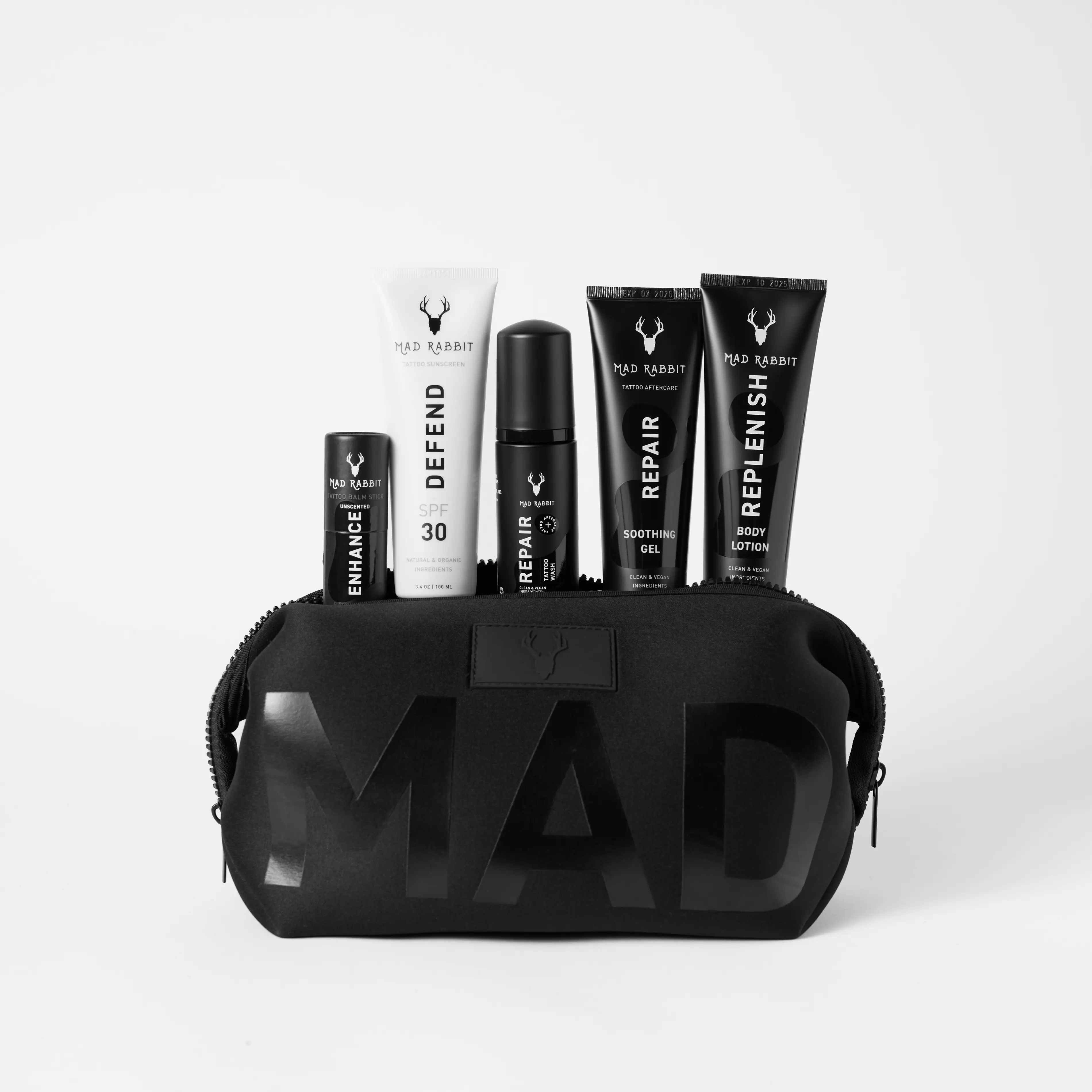 Mad Rabbit Tattoo Lovers' Kit with 5 Products, Sunscreen, New Tattoo Wash, Soothing Gel, Balm Stick & Lotion