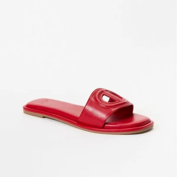 JUST FAB Women's Summer Sandals, Fashion Slide Sandal Eco Leather Casual Dressy Flat Slides Comfortable Round Toe Cutout Design Walking Shoes Footwear Style sandals for summer cute sandals summerfind
