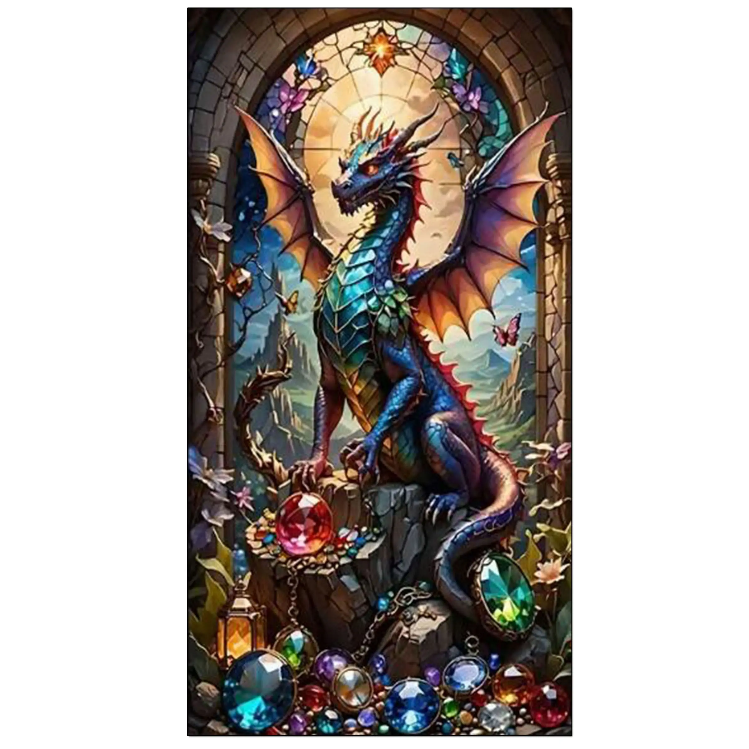 Large size Dargon Diamond Art kits for adults,Fantasy animal diamond painting kits,Full Round diamond mosiac kits for adults,Diy handicrafts,Handmade Gifts,Dargon Art and Crafts for home decor,50x100cm(39.37x19.68inch)
