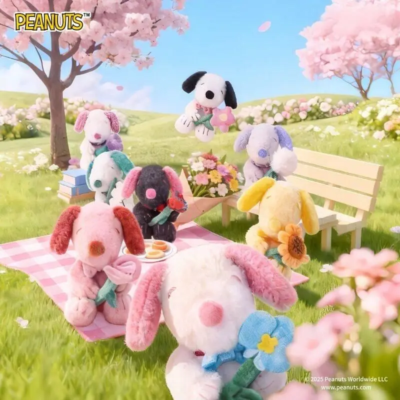 SNOOPY Floral Theme Plush Blind Box - Unisex Animal Character Stuffed Toy, Cute Character Shaped, Assorted Floral Details, Cute Collectibles, Single Box Gift for Peanuts Fans (Toys Category, Back To School)