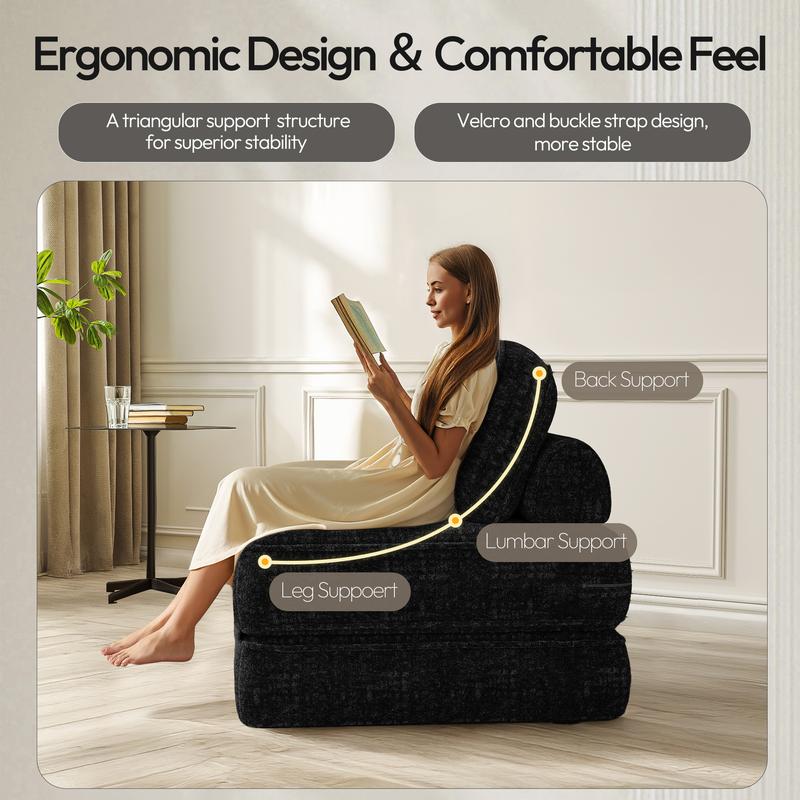 [New Year Deals] Folding Boneless Sofa Bed with Pillow, Convertible Comfy Couch Bed for Adults Home Lounge and Gaming, Modern Comfortable Design for Apartment Living Room Bedroom, Single, Smooth Velvet, Gifts for Everyone: Kids, Him, Her, Mom & Dad
