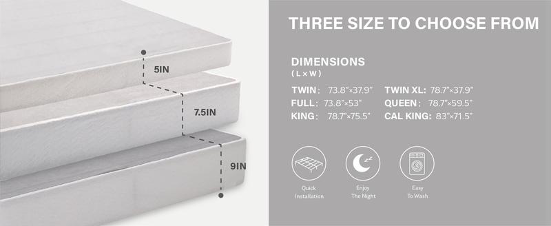 EGO Metal Box Spring, Mattress Foundation, Only with Fabric Cover, Easy Assembly, Noise Free Bed Frame Bedroom Furniture