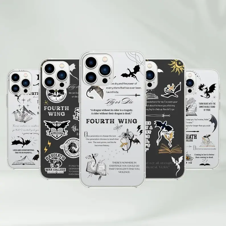 Fourth Wing Phone Case - Dragon Book Iron Flame Cover fit for iPhone 11-17