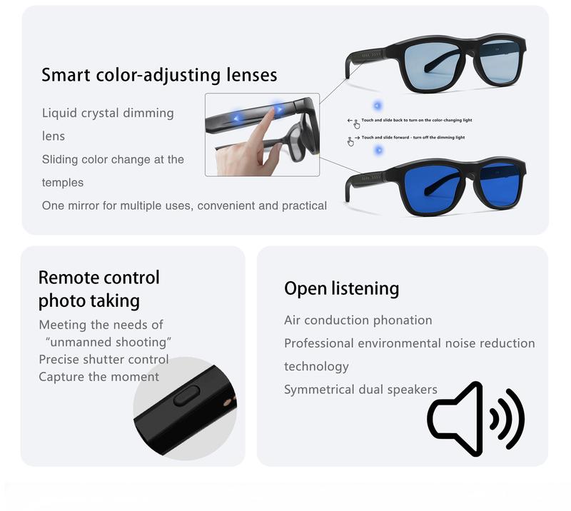Airmars GV90AI Smart AI Translation Glasses with Bluetooth Headphones, Sliding Dimming & Color Changing Lenses, UV Protection, One-Touch Multi-function Control, Easy-to-Use Wearable