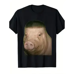 Funny John Pork Fade Haircut Design T-shirt |   Men'S Casual Short Sleeve Tee, Crew Neck, Perfect For Daily Wear ,Sizes S-3xl, All-season, Regular Fit