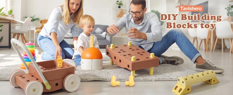 MOREFEEL 41PCS DIY Jumbo Building Blocks for Kids 3+ Year Old Fun Creative Stacking Blocks Toddler Developmental Play Toy Set Safe Educational Material Gift Ready Packaging for Boys & Girls - Car