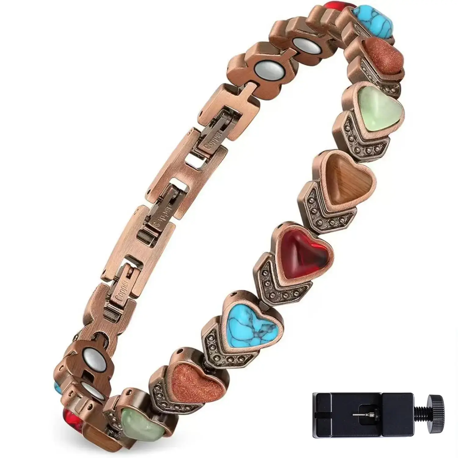 Copper Bracelet for Women, Pure Copper Magnetic Bracelets, Natural Unique Gemstone, Gifts for Women Trendy Stack Bangle Trendy Jewellery Accessories Valentine’s Day gift.
