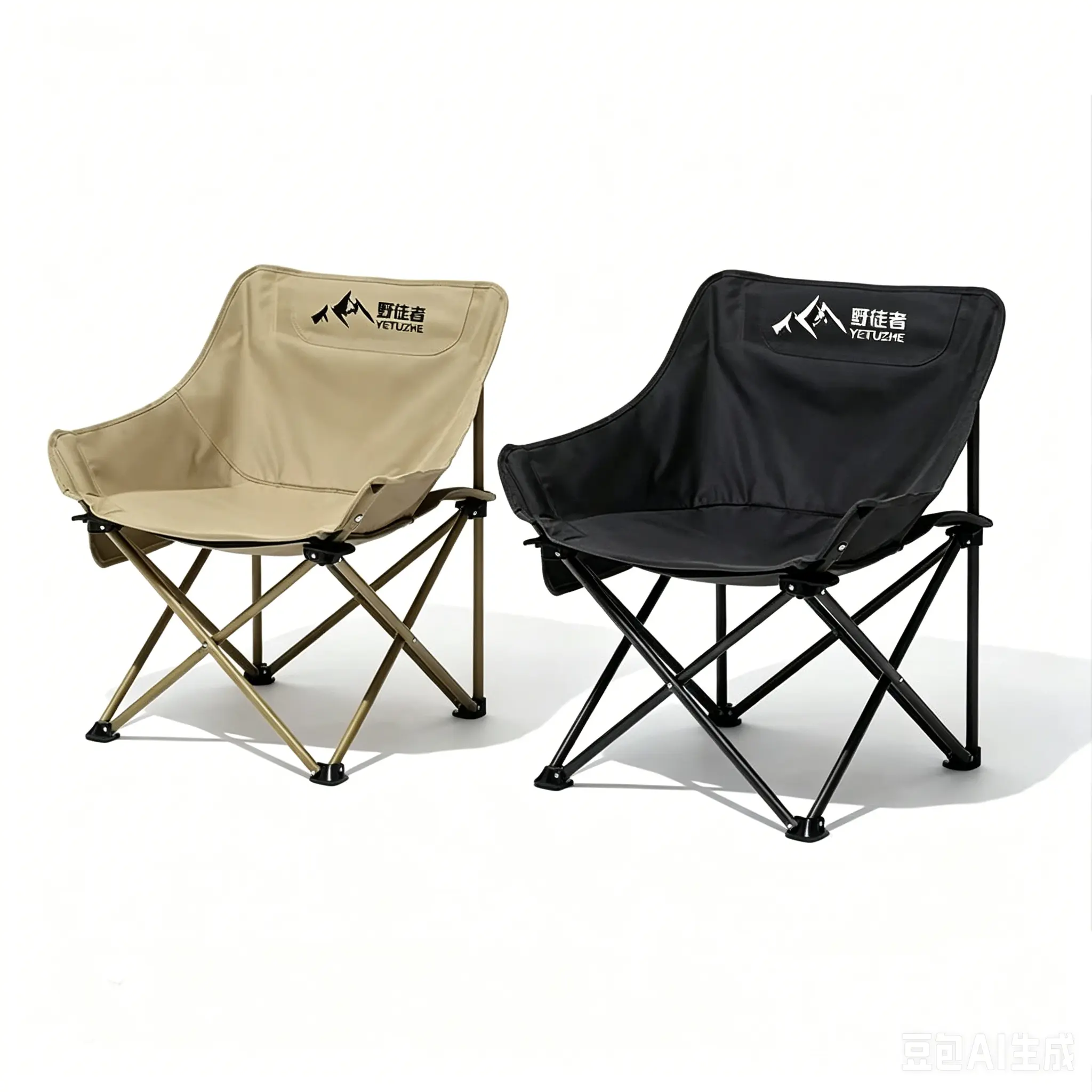 2-Pack Lightweight Folding Moon Chairs, Portable 600D Oxford Outdoor Seating with 300lb Capacity for Camping, Patio, Beach Sand, Outdoor Patio, Lightweight Folding Chairs, Collapsible Folding Chairs