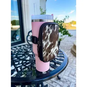 COWHIDE TUMBLER POUCH hairon cowhide accessory water jug