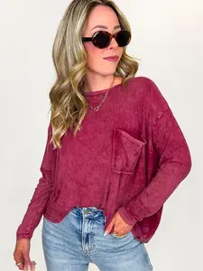Caliana Washed Dolman Sleeve Pocket Top - BACK IN STOCK