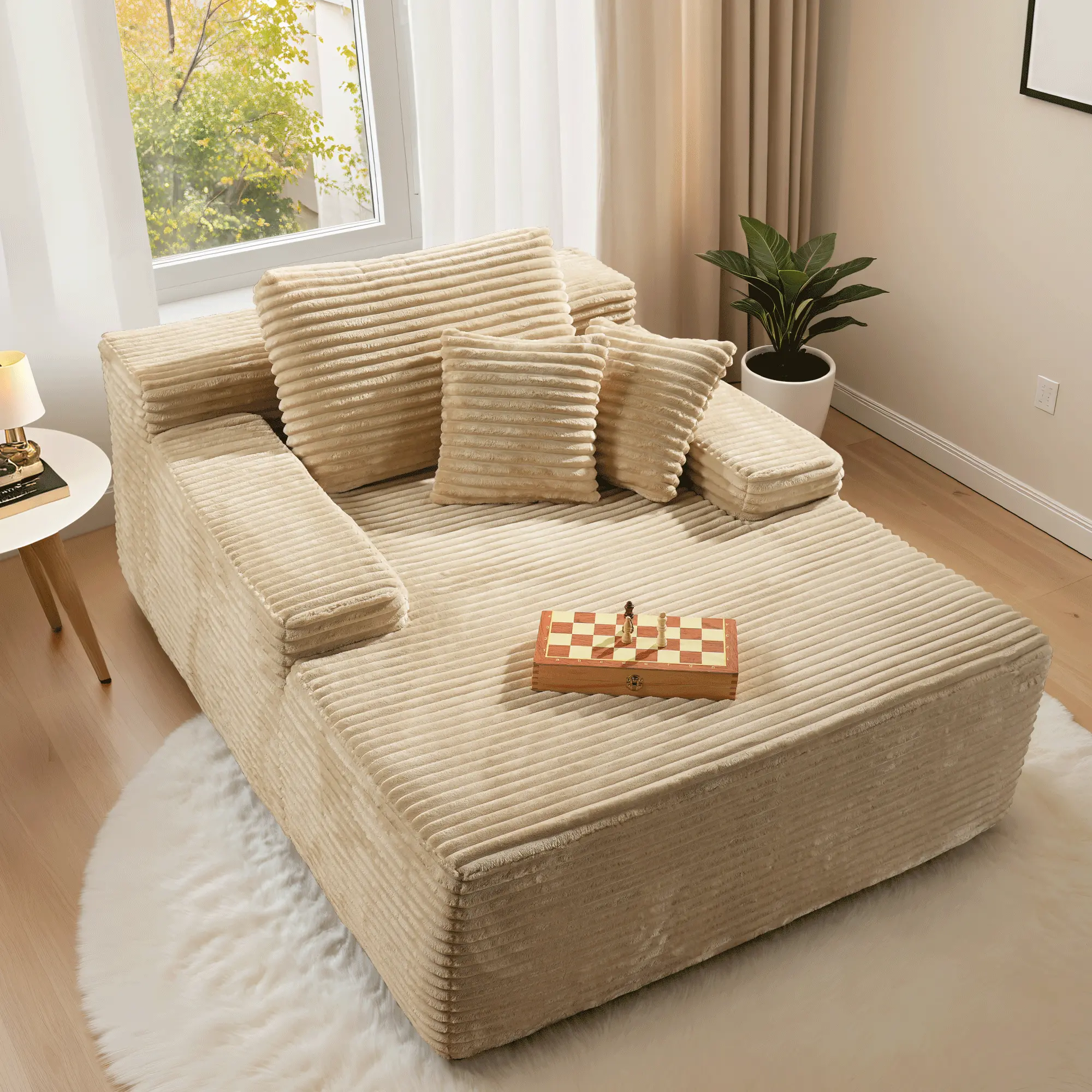 Beige Plush Corduroy Basic model