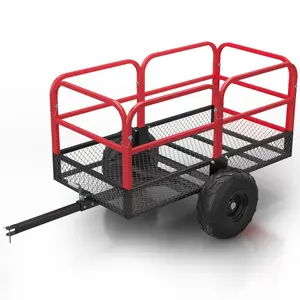 Garvee ATV Tow Behind Dump Trailer with 1700LB Capacity and Removable Sides - Heavy Duty Steel Garden Cart for Lawn, Yard Debris, Compost, Firewood, and Farm Tasks