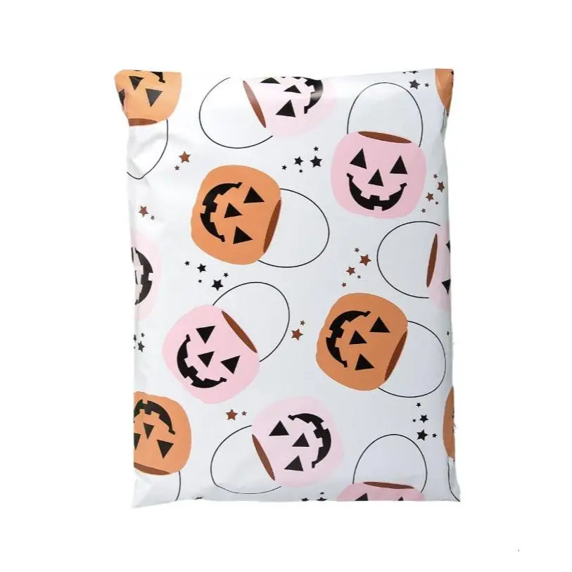 Halloween Pumpkin Poly Mailers Size 12x15.5 Trick or Treat Shipping Bags