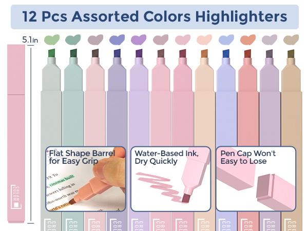 Nicpro 78 PCS Aesthetic School Supplies with Cute Pen Case, 12 Pastel Highlighters, 12 Color & Black Ink Gel Pens, 10 Mechanical Pencils 0.5, 0.7, 0.9, 2.0 mm, 6 Ballpoint Pen for Student Stationary