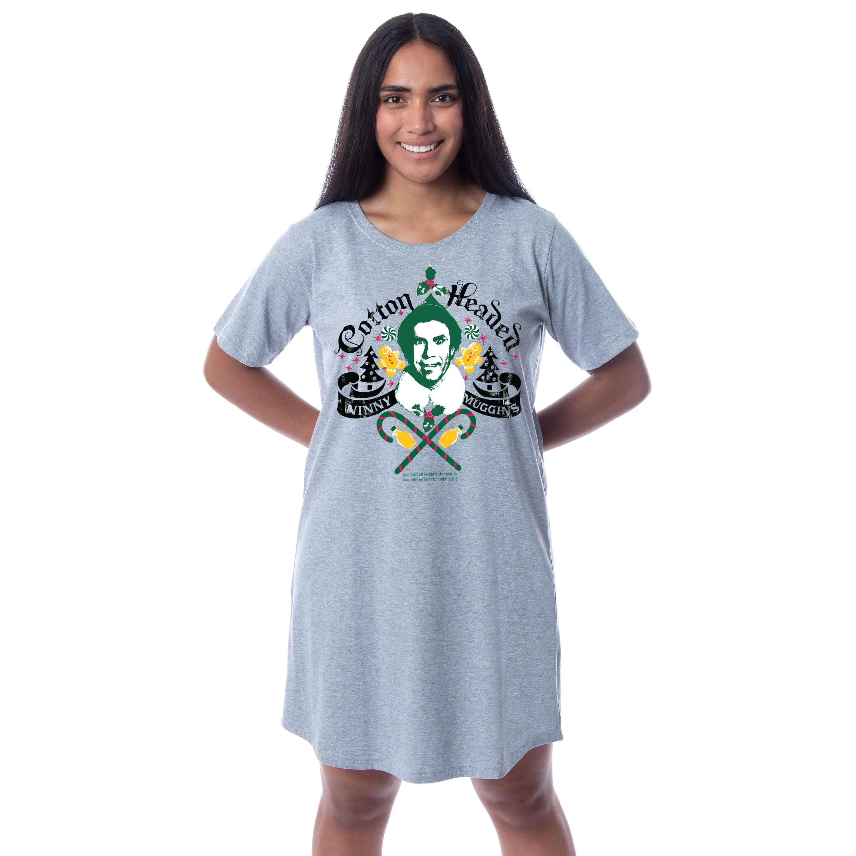 Elf The Movie Womens' Buddy Cotton-Headed Nightgown Sleep Pajama