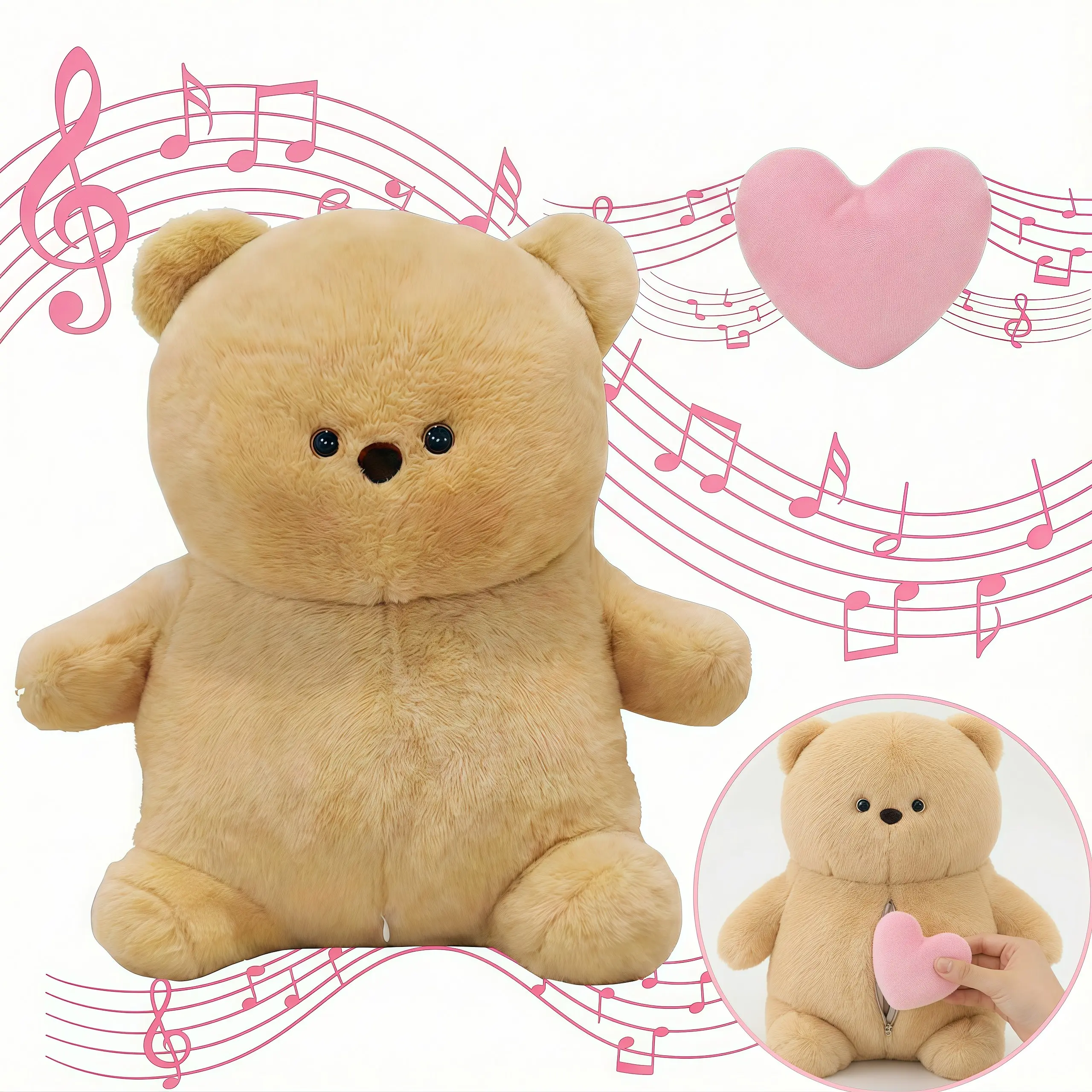 Custom Recordable Voice Teddy Bear. Soft Plush Stuffed Animal with Removable Recording Heart Zipper Pocket. Personalized Audio Message Keepsake. Graduation Anniversary Gift for Girlfriend Mom 2026 SummerWins DealsForYouDays.