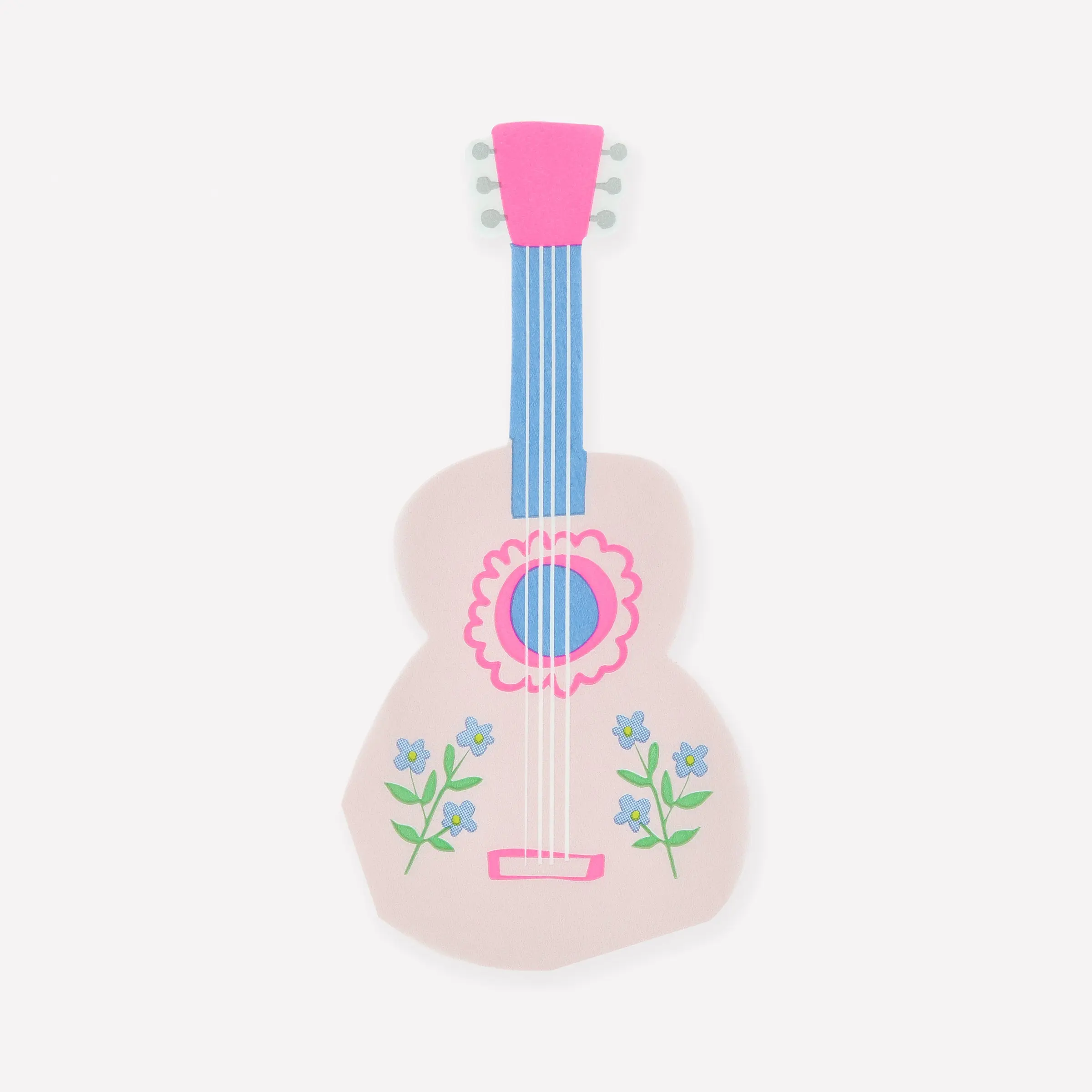 Pink Guitar Shaped Napkins (x 16)