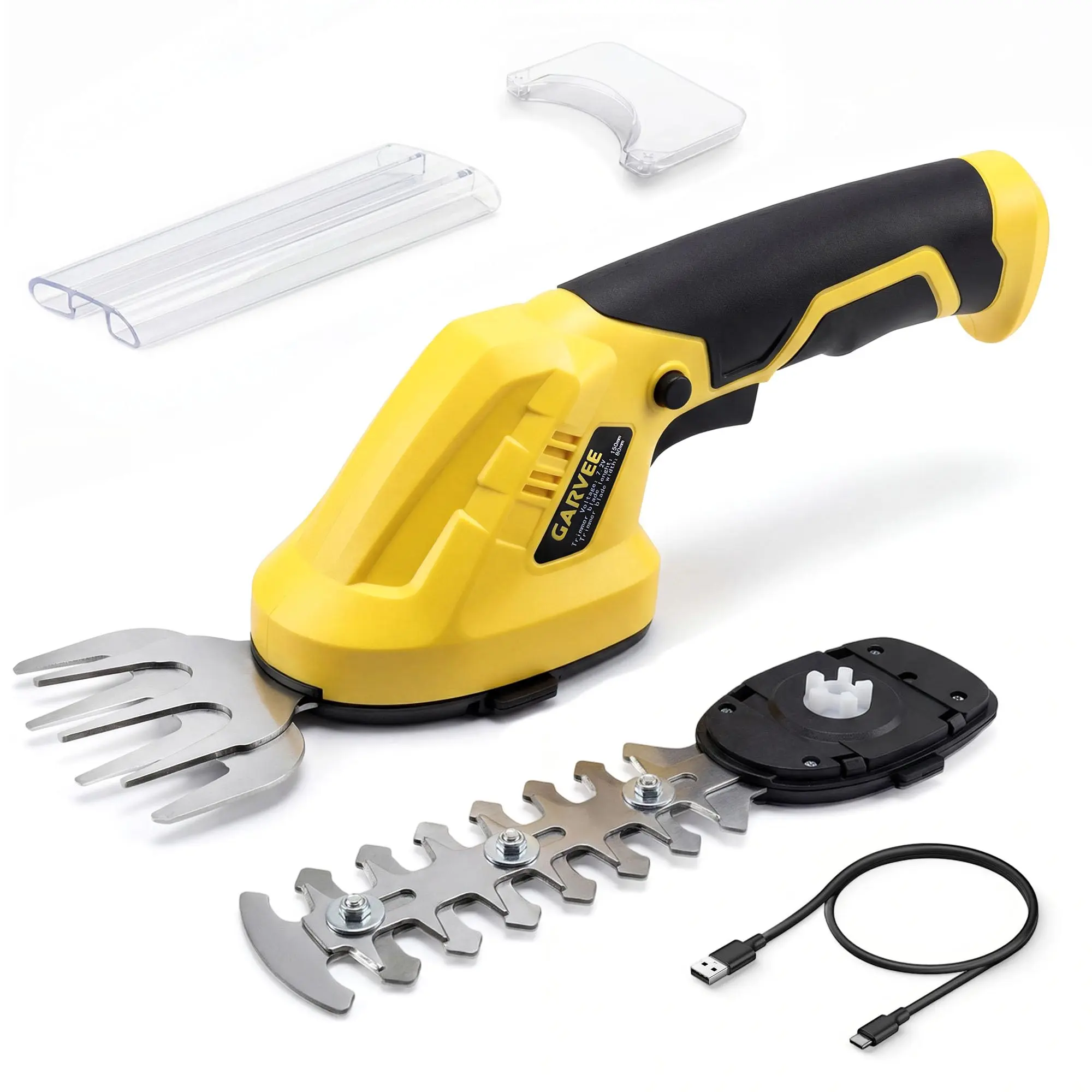 【GARVEE】7.2V Type-C Rechargeable Brushless Motor 2-in-1 Cordless Handheld Trimmer - Hedge Trimmer & Grass Shears, 3.35" Grass Blade, 0.82 lbs-1.94 lbs Lightweight Portable Garden Tool, 2-in-1 Versatility for Lawn Yard Care, Ideal Christmas Gift