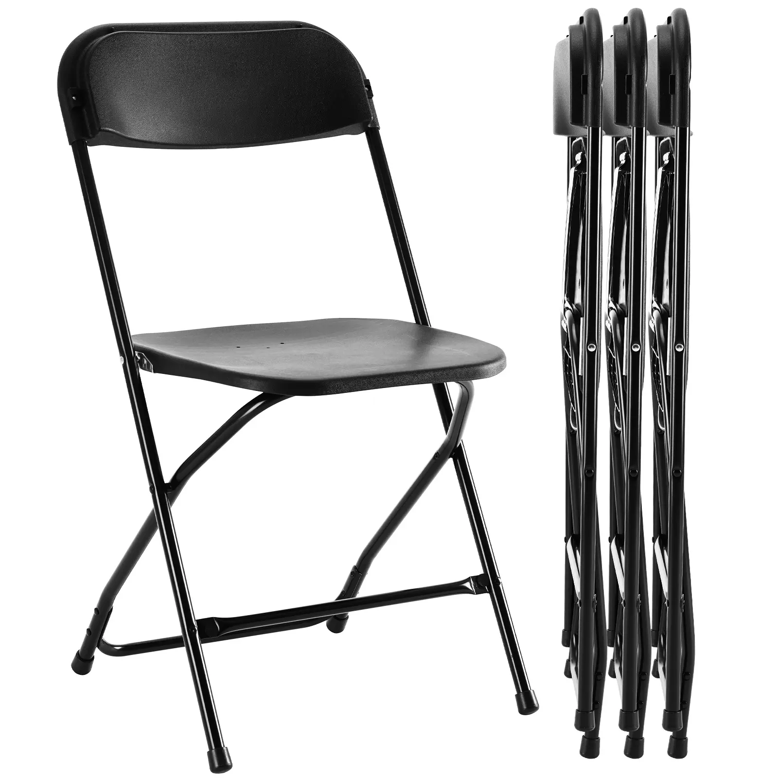 Heavy-Duty Plastic Folding Chairs with Metal Steel Frame, 330 lbs Weight Capacity, Portable Blow-Molded Indoor-Outdoor Chairs for Wedding, Party, Office Use