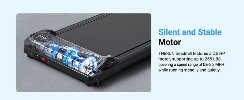 Foldable Walking Pad Treadmill with Handle, Low-Noise Motor 300 lbs Load Shock Absorption LED Display & Remote Control Compact Treadmill for Home & Office Exercise