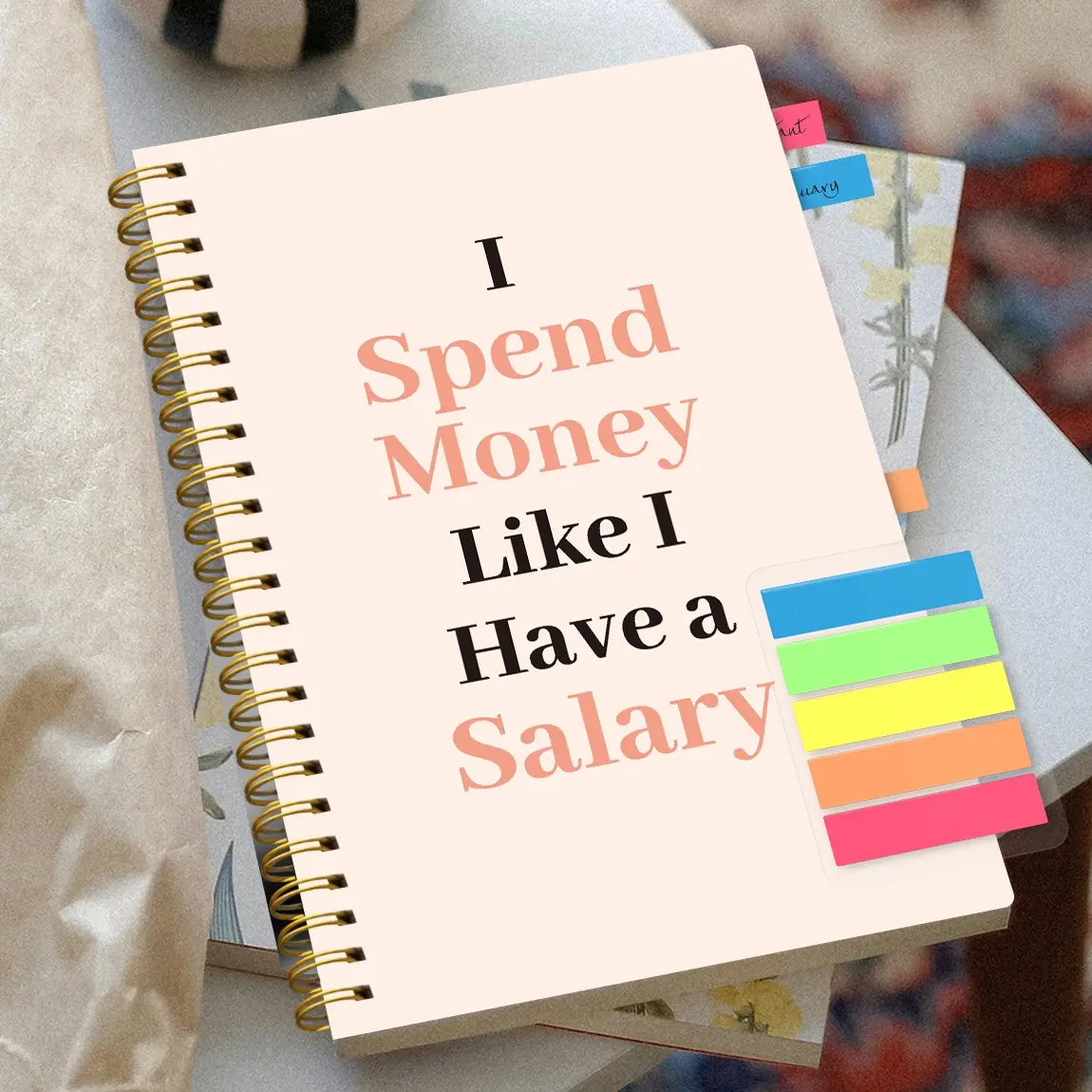 Fun Cover Spiral Budget Financial Planner Notebook, Bill Payment Tracker, Income Expense Savings Management Ledger, Includes Stickers Labels, Spiral Bound Planner