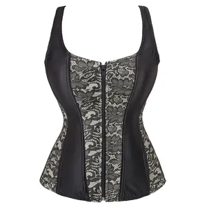 Women Sexy Boned Lace Up Corsets and Strap Bustiers Top Overbust Shaper Steampunk Halloween Costumes Ideas Party Outfit Gothic Corset Womenswear Minimalist Clothes Skirts Girls Cosplay 2928-D4