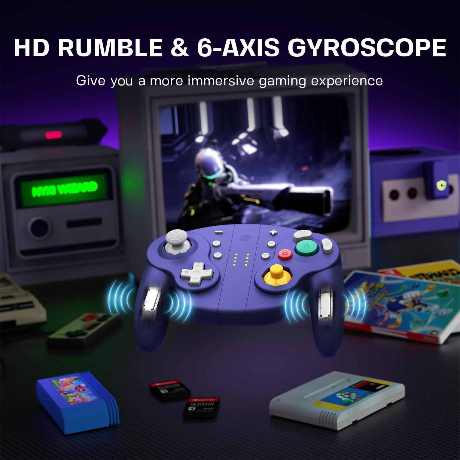NYXI Wizard 2 Gamecube Switch Controller, TMR Hall Joystick Wireless Switch Controller, Adjustable Triggers,NFC,Programmable Buttons,6-Axis Gyro,HD Rumble for Switch/PC/Wii-White Special Edition