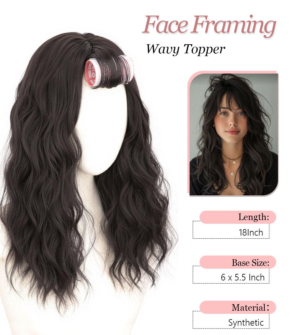 [AISI HAIR]18'' Wavy Hair Topper with bans for Thinning Hair – Natural Look, Clip-In Volume, Lightweight & Breathab 18 Inch Wavy Synthetic Clip-In Topper for Women le