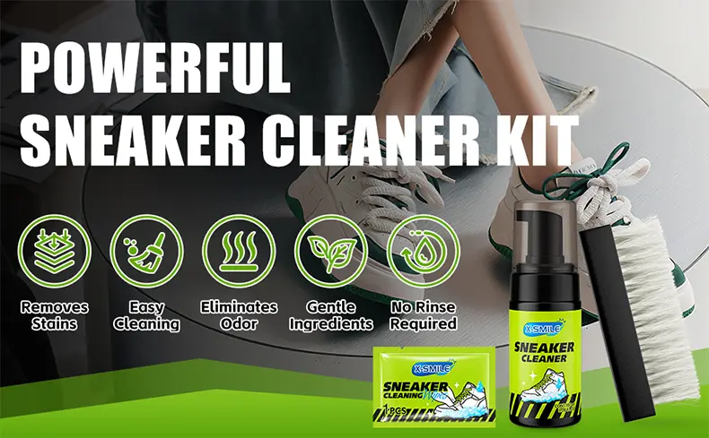 X-SMILE Shoe Care Kit (1 set): Sports shoe cleaning and care kit including dry cleaner, stain removal wipes, sports shoe cleaner, dedicated cleaning tools—an essential for shoe care.