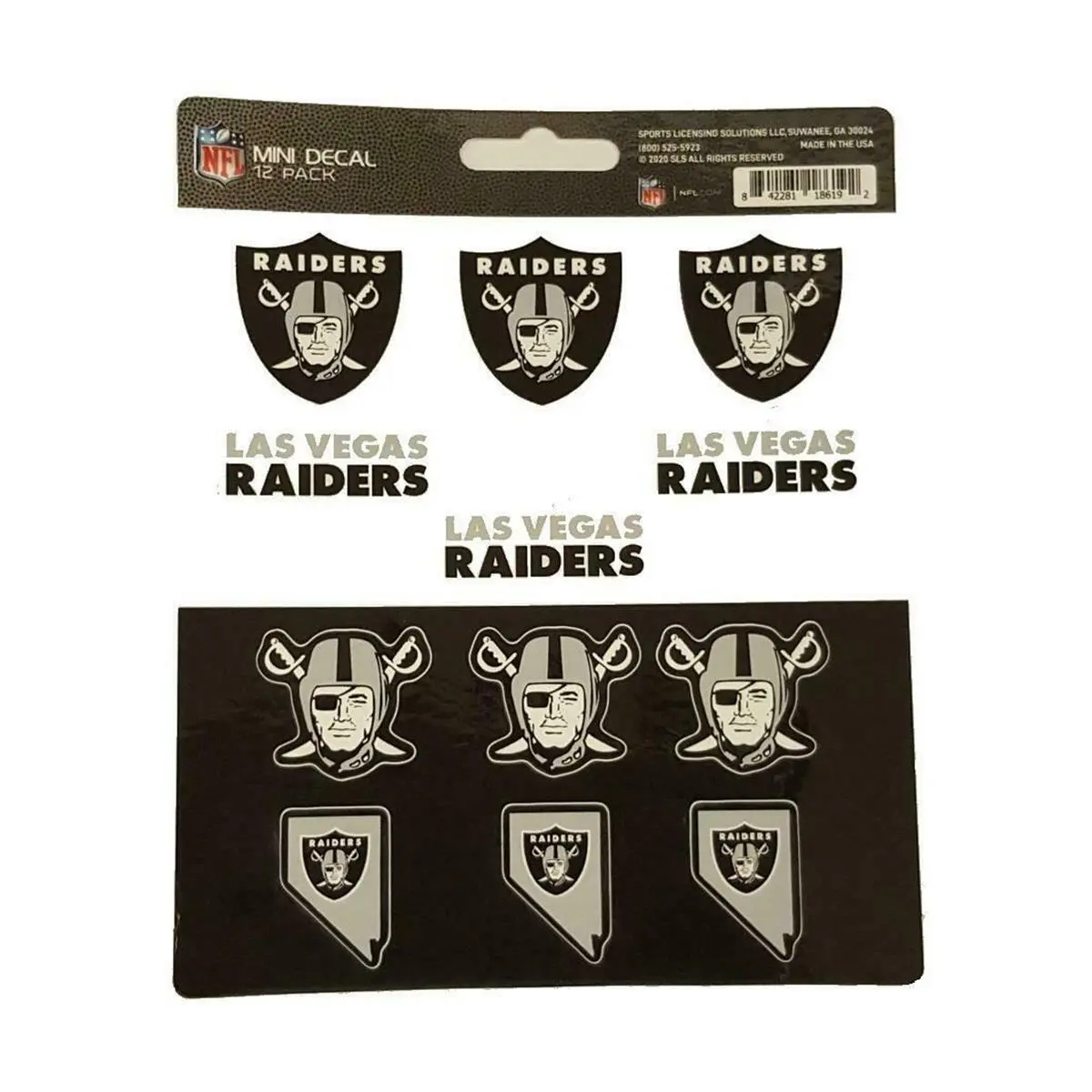 Fanmats 4228118619 Las Vegas Raiders 12-Pack 1in UV-Resistant Vinyl Decals - Football Car Decor Mini Set, Car Styling Decals Stickers, Vehicle Exterior Decoration for Automotive Use