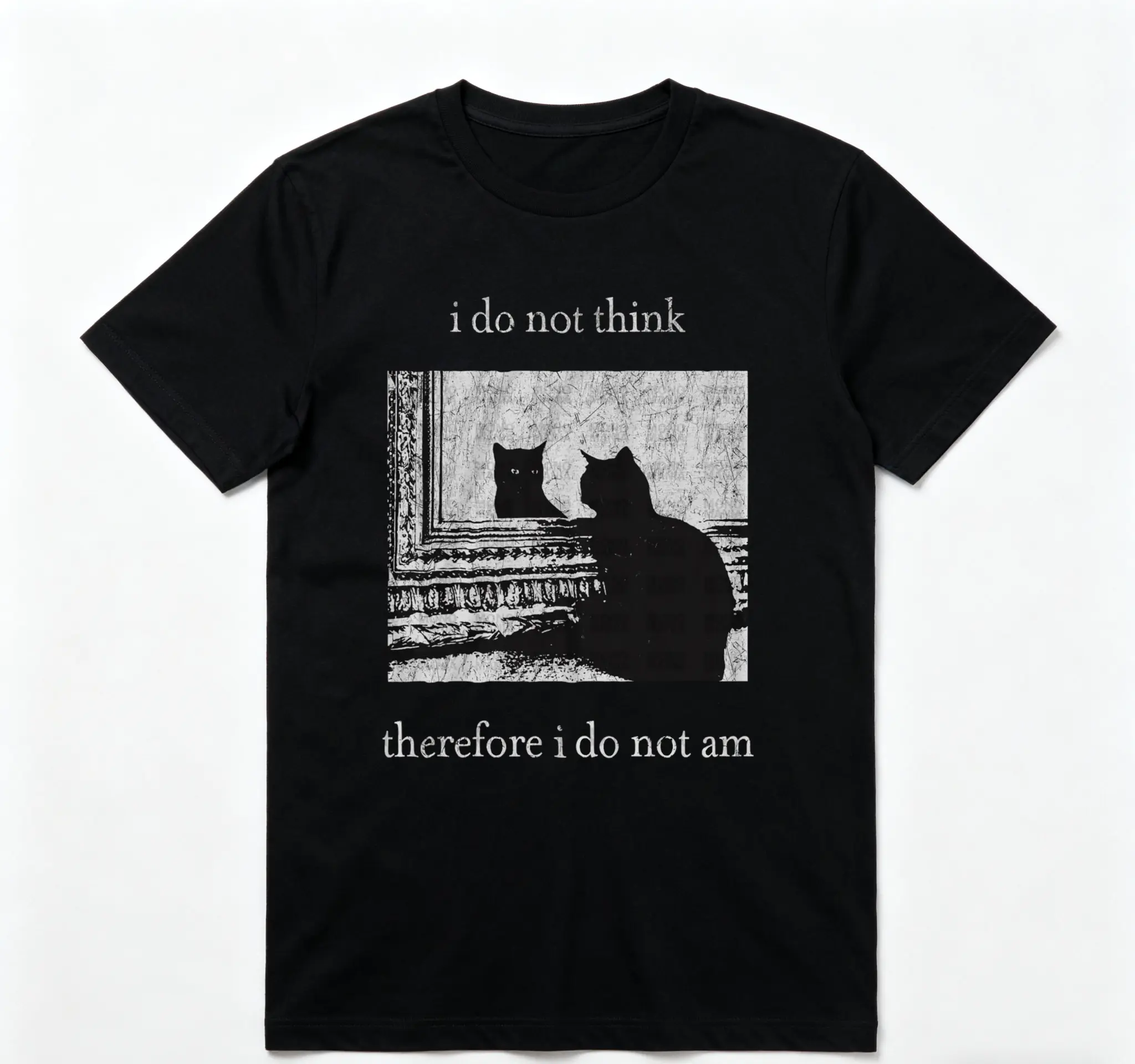 HAGBDH I Do Not Think Cat Tee Goth Clothing Funny Graphic 90s Vintage Men Clothing Style Trendy T-Shirts Good Graphic Tees Ropa Unisex Hoodies Go Hard Vibe Philosophy Student Gift Crewneck 100% Cotton Print