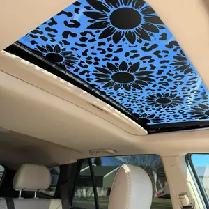 DC Prints Sunflower Leopard Print sun roof Car Decal for Vinyl Window Decal - Removable, Not Reusable, Water-Resistant, Suitable for Extreme Weather Conditions, decals for trucks