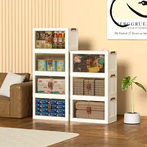 ONAIL Foldable Storage Bins 128QT with Lid Magnetic Doors & Lockable Wheels Stackable Storage Boxes for Living Room Office Kitchen Dorm