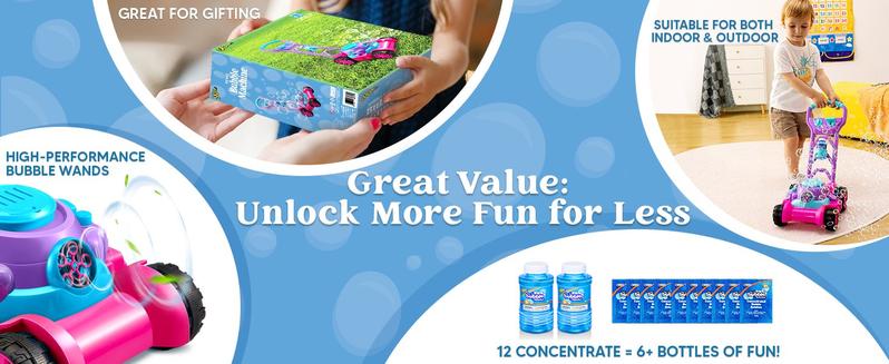 SLOOSH Bubble Lawn Mower Toddler Toys - Kids  Bubble Machine Summer Outdoor Push Toy Games, Backyard Garden Outside Play Toddlers Preschool Boys Girls Birthday Gifts Electric Dealsforyoudays