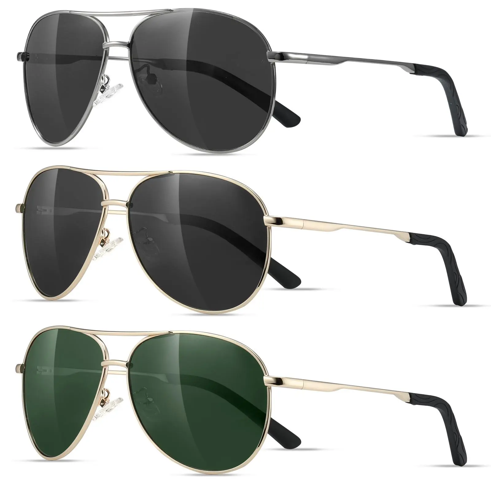 Eiuizah Men's Polarized Aviator Sunglasses, Classic Metal Frame with UV Protection and Universal Fit for Driving, Polarized Frames,summer outifit,travel essentials, Men's Accessories