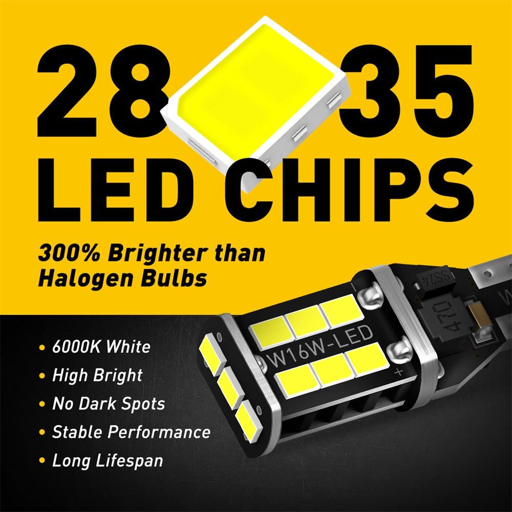 T15 LED Bulbs Reverse Backup Light White W16W 921 912 916 922 6000K 2pcs EOD 15E