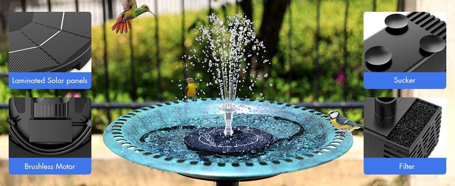 AISITIN 3.5W Solar Fountain Pump for Water Feature Outdoor DIY Solar Bird Bath Fountain with Multiple Nozzles, Solar Powered Water Fountain for Garden, Ponds, Fish Tank and Aquarium AISITIN 3.5W Solar Fountain Pump for Water Feature Outdoor DIY Solar Bird Bath Fountain with Multiple Nozzles, Solar Powered Water Fountain for Garden, Ponds, Fish Tank and Aquarium