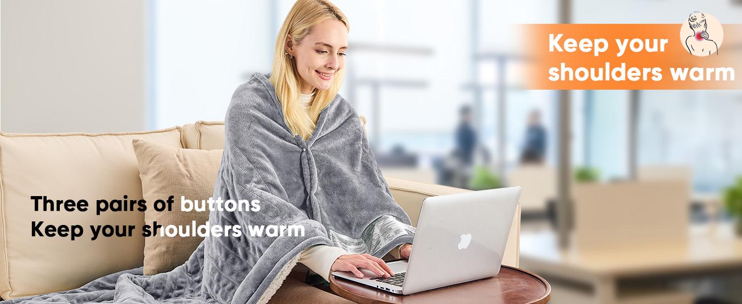 Greenoak Heated Blanket Electric Throw 50"X60", Heating Blanket with 10 Heat Levels 8 Hours Auto-Off,Fleece Soft Christmas Blanket,Gifts for Grandma Seniors Mom, Misty Grey