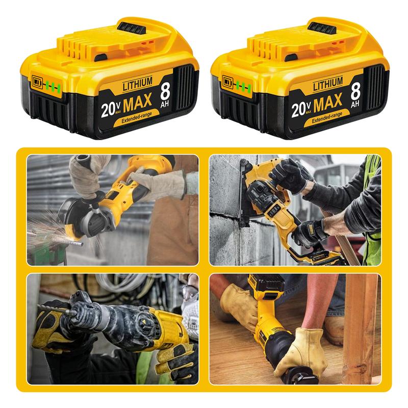 DCB2001/2/4/6/8Pack 8.0Ah Lithium BatteryReplacement for  20V Battery Lithium-ionMAXDCB200DCD/DCF/DCG/DCS Series dewaltbatteries