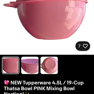Tupperware Thatsa Bowl 4.5L 19-Cup Nesting Mixing Bowl in Pink Color for Kitchen Use