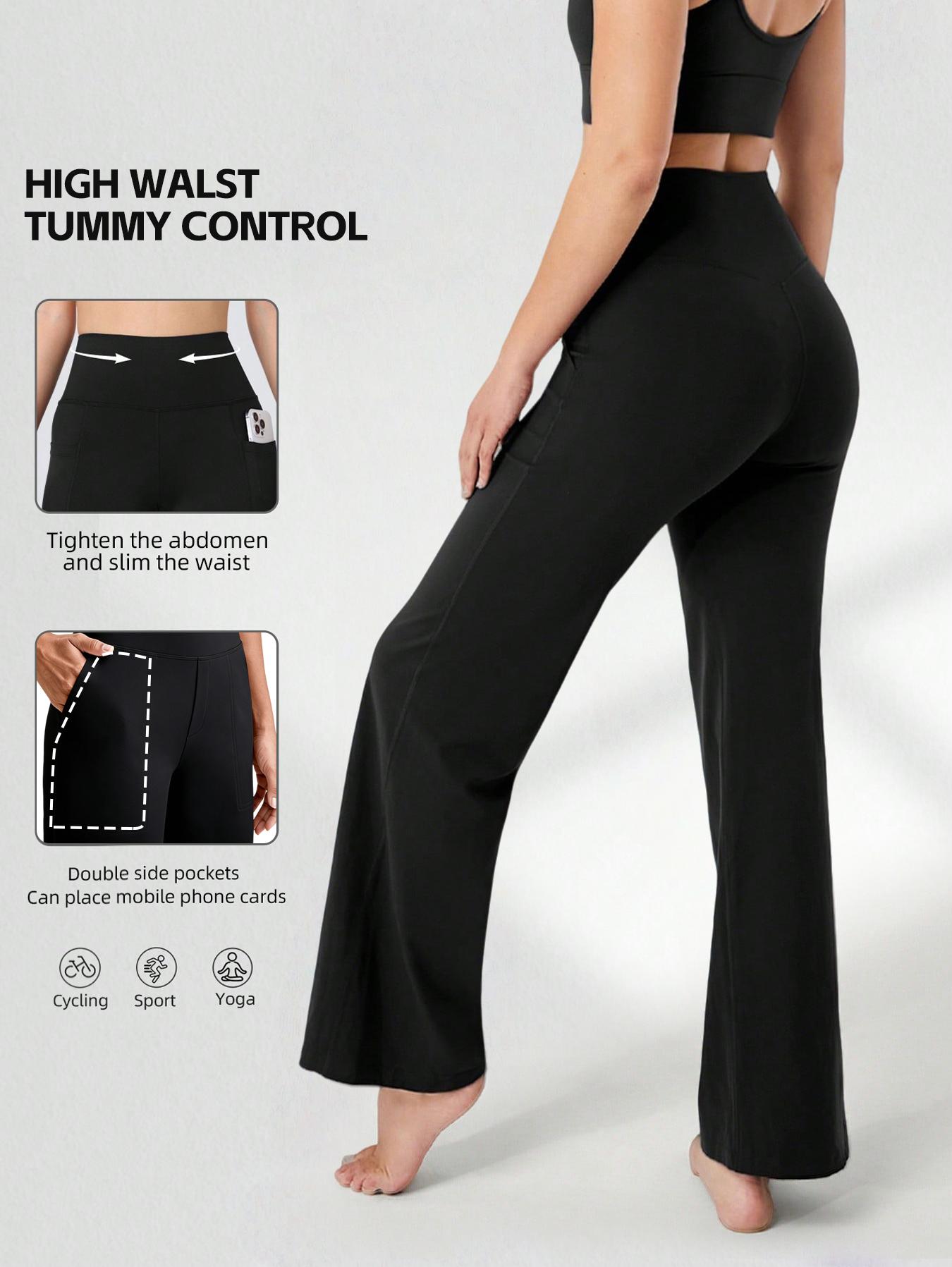 1PCS Black  High Waist Wide Leg Straight Casual Pants For Women, Suitable For Summer,Fall Solid Colors Minimalist Palazzo Style with Pockets for Women's Everyday Wear