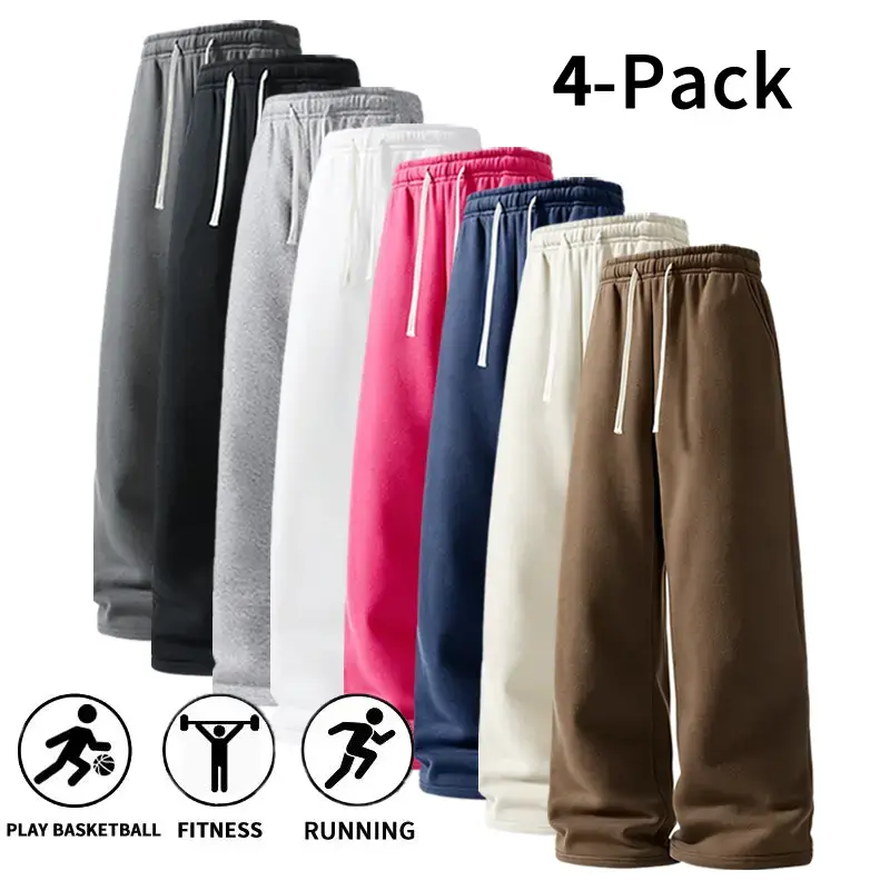 4-Pack Fall & Winter Styles Ultra-Soft Wide-Leg Sweatpants| Breathable athletic pants for basketball, running, and gym (optional 4-pack and 1-pack)